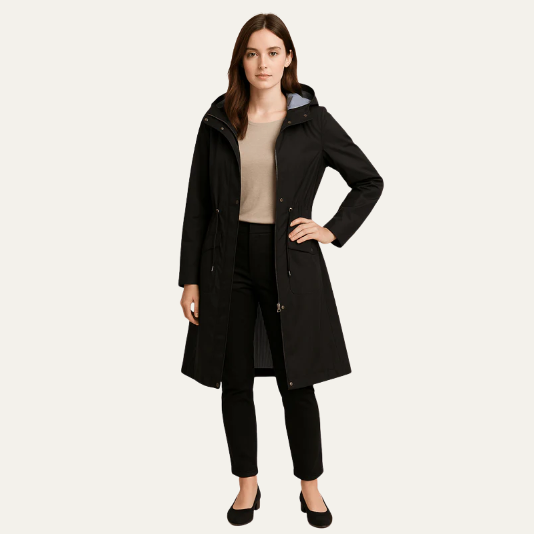 Veste anorak à capuche et cordon de serrage pour femme
