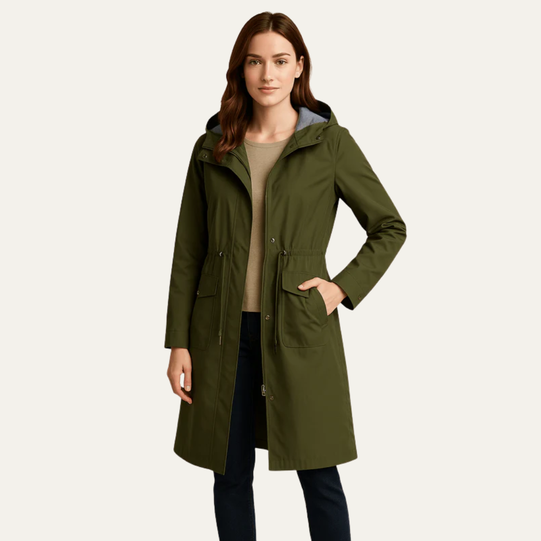Veste anorak à capuche et cordon de serrage pour femme
