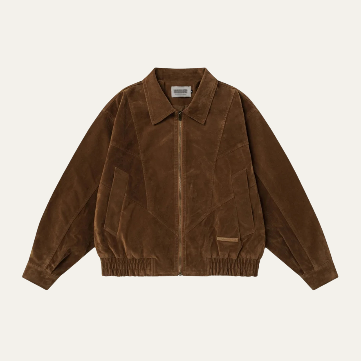 Veste bomber carrée en daim pour homme