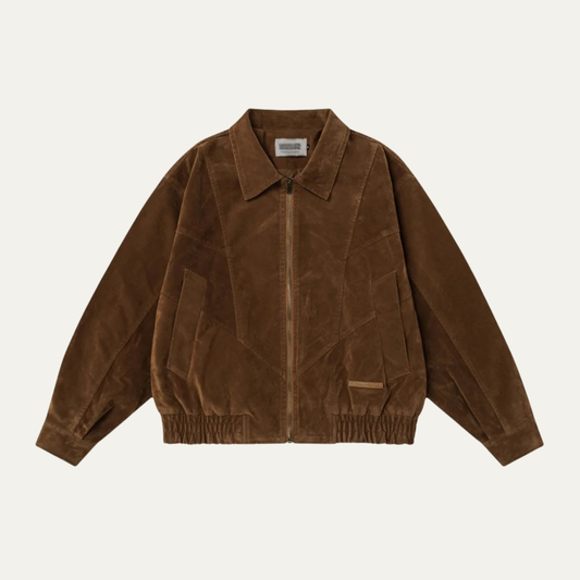 Veste bomber carrée en daim pour homme