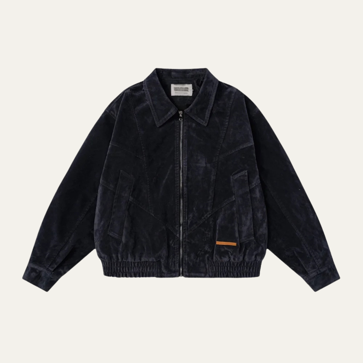 Veste bomber carrée en daim pour homme