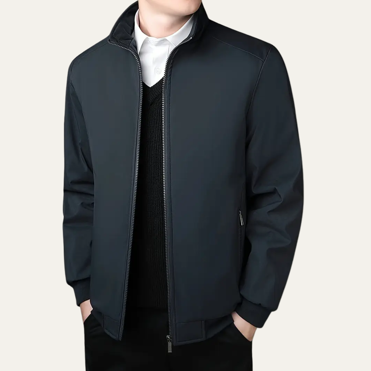 Veste bomber décontractée à fermeture éclair pour homme