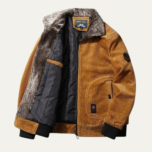 Veste bomber en velours côtelé doublée polaire sherpa pour homme