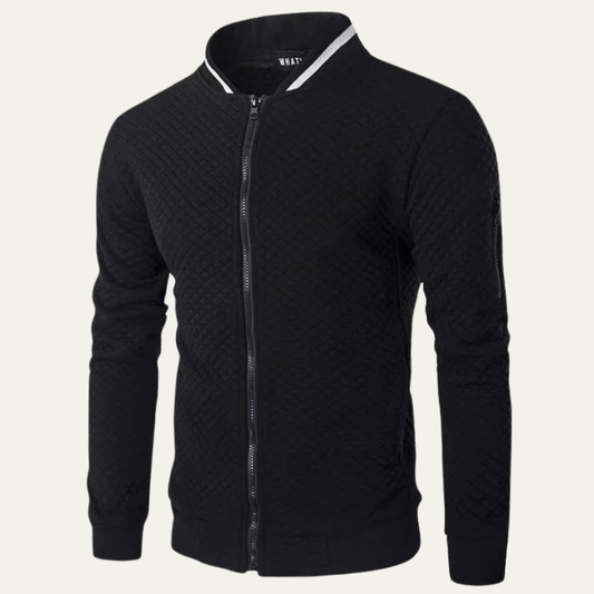 Veste bomber matelassée à col rayé pour homme