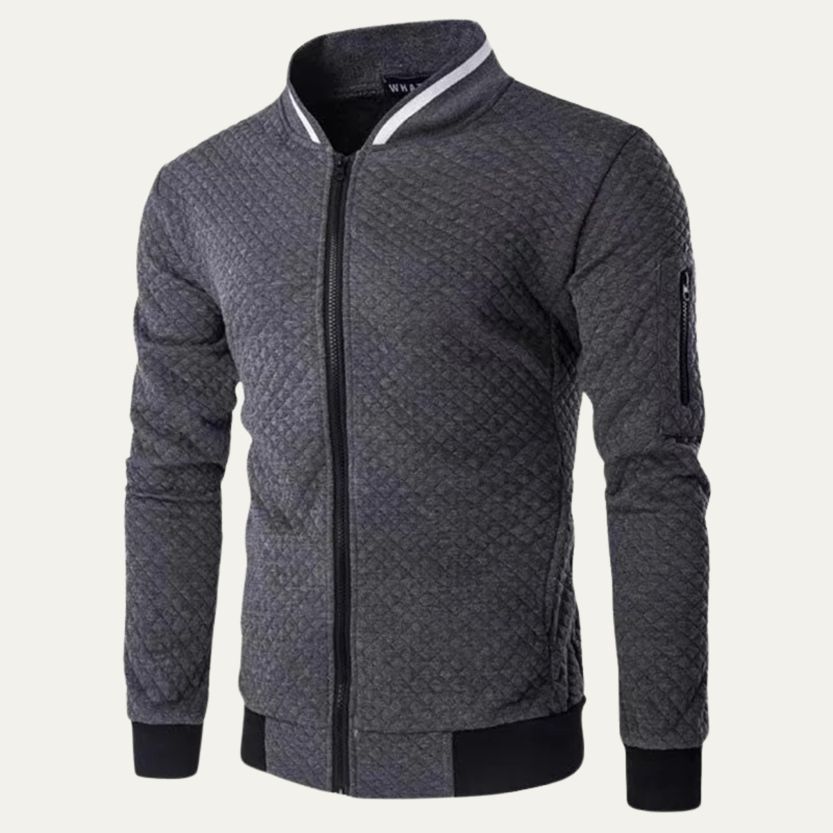 Veste bomber matelassée à col rayé pour homme