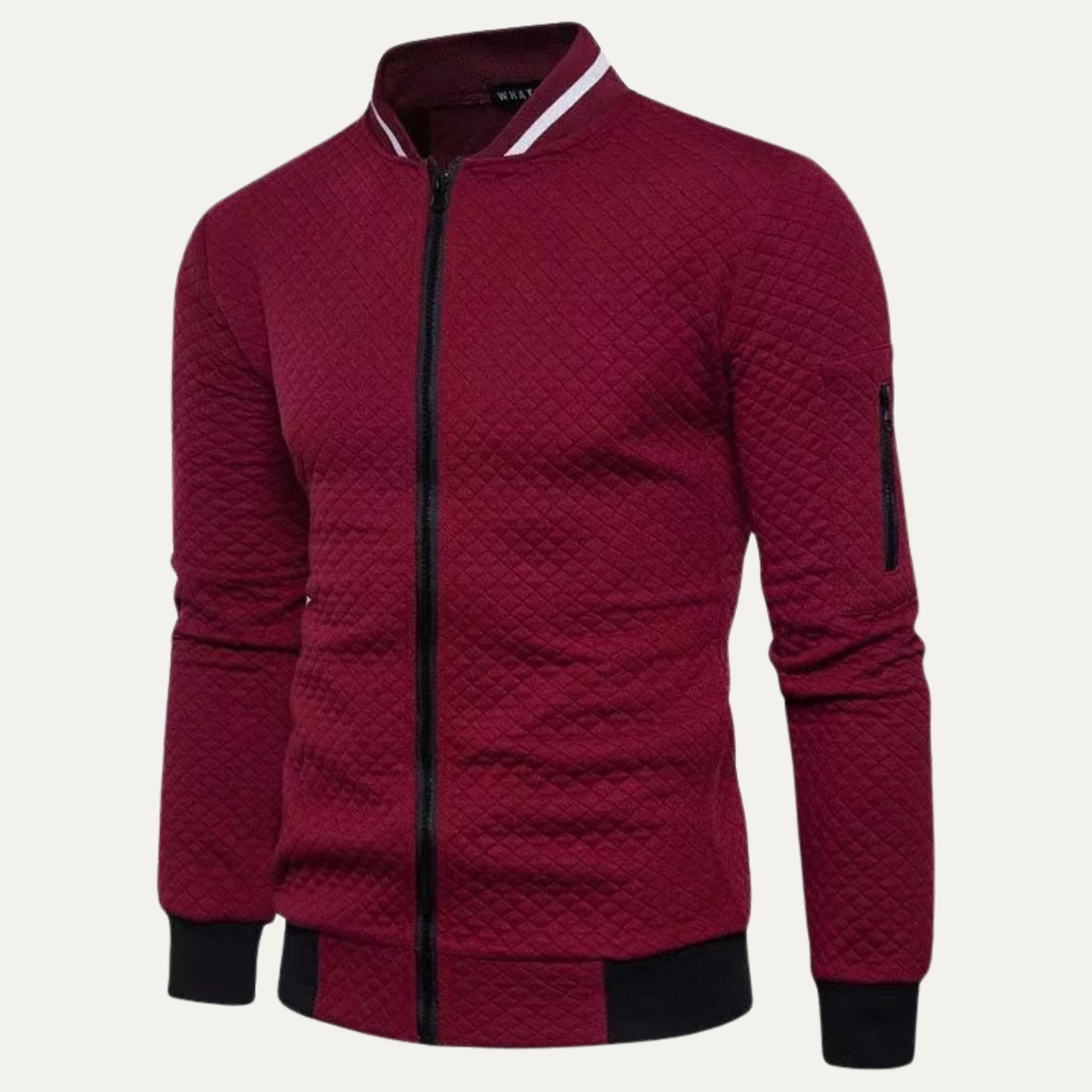 Veste bomber matelassée à col rayé pour homme