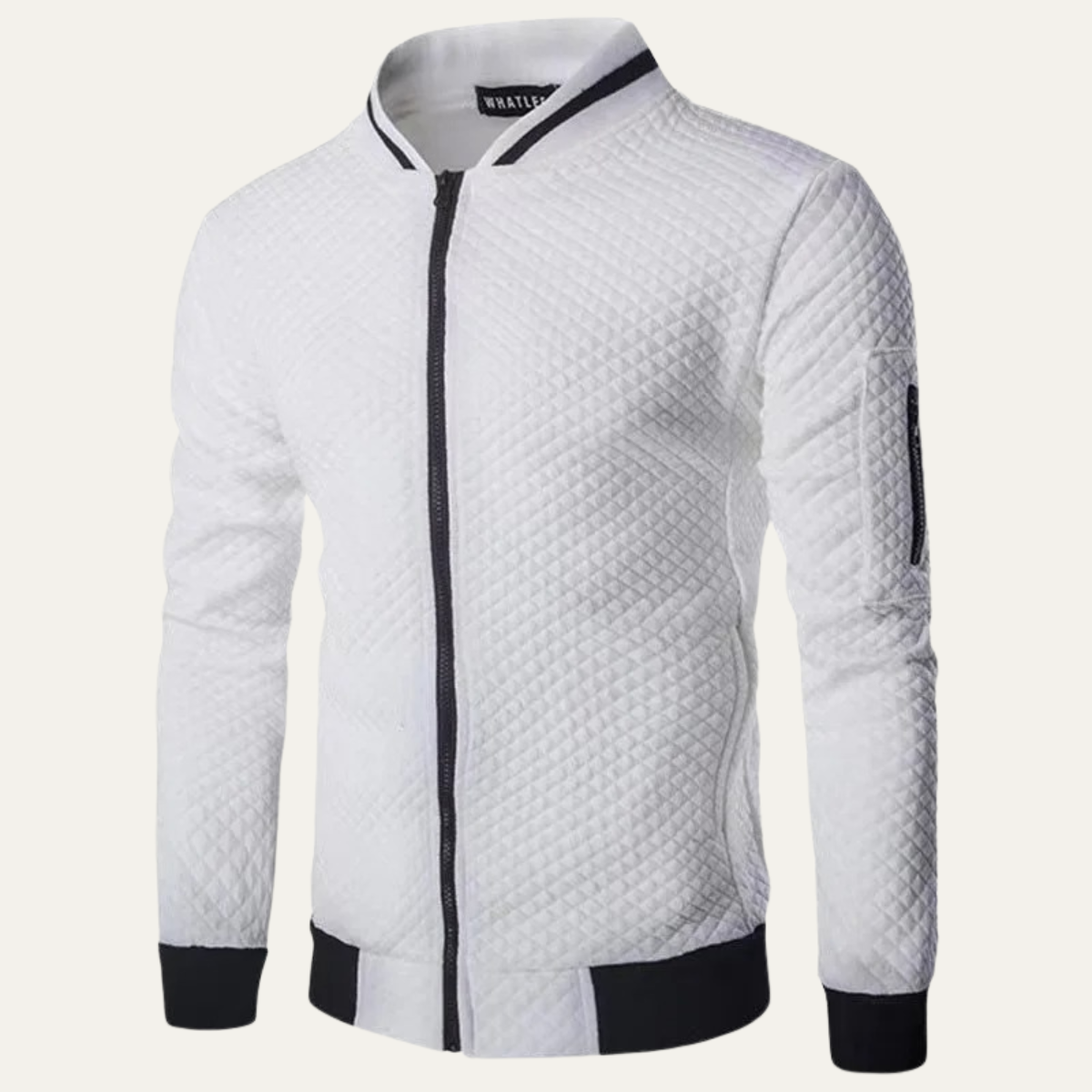 Veste bomber matelassée à col rayé pour homme