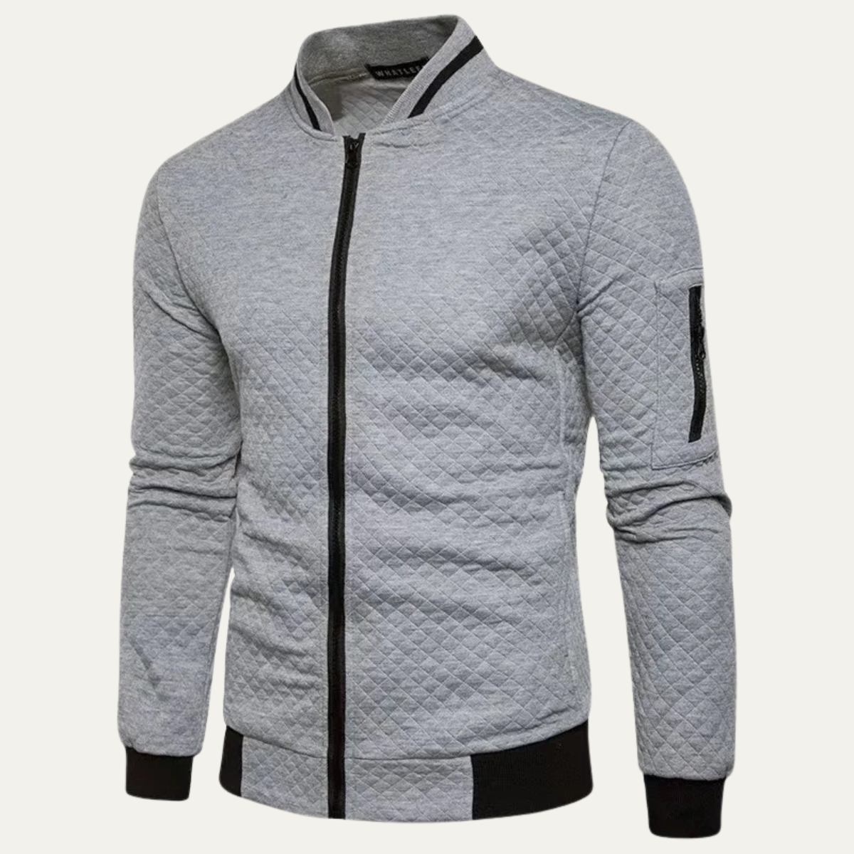Veste bomber matelassée à col rayé pour homme