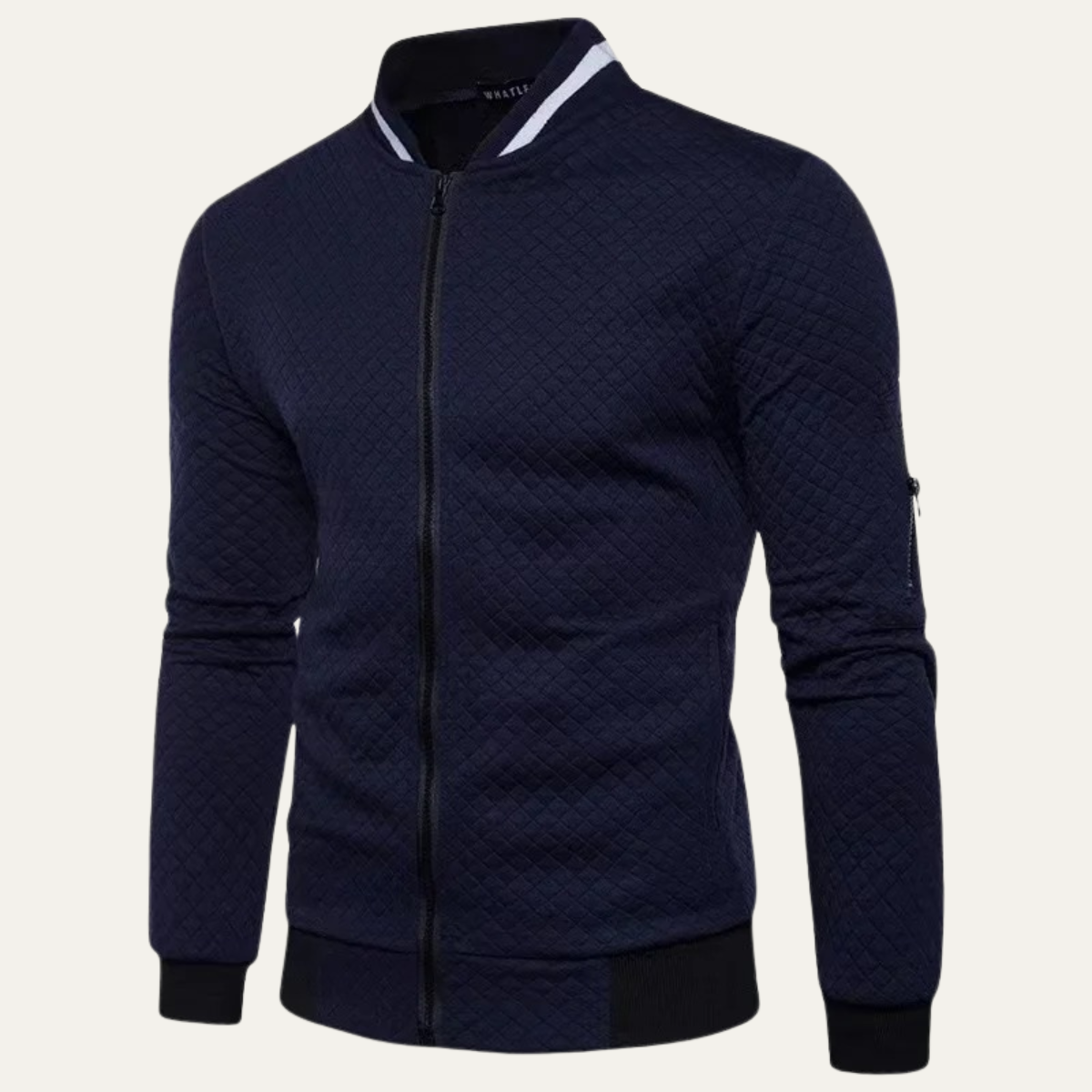 Veste bomber matelassée à col rayé pour homme