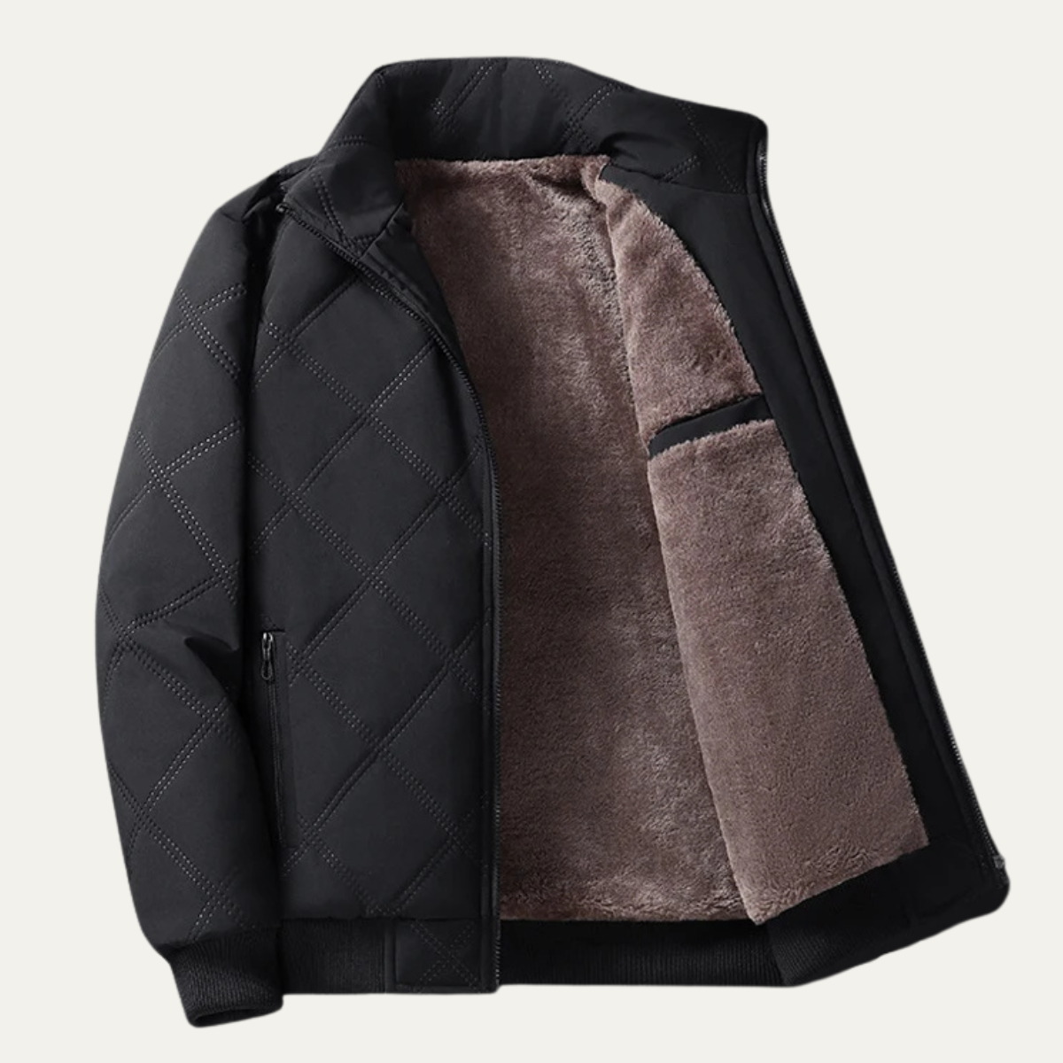 Veste bomber matelassée en fausse fourrure pour homme
