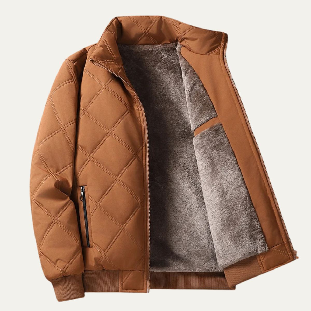 Veste bomber matelassée en fausse fourrure pour homme
