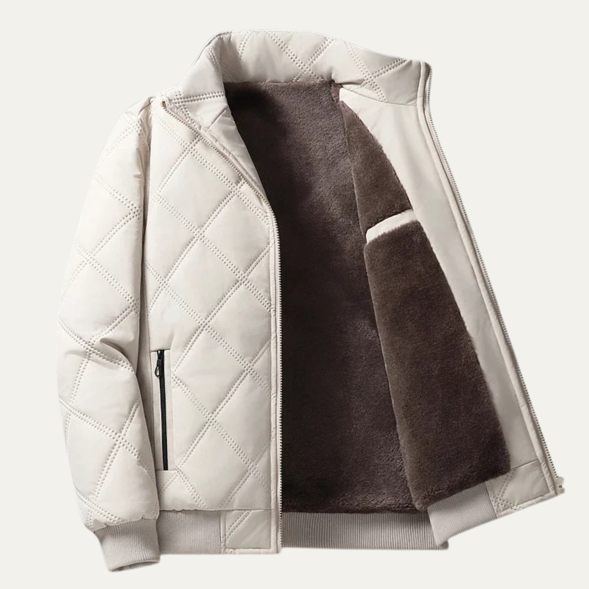 Veste bomber matelassée en fausse fourrure pour homme
