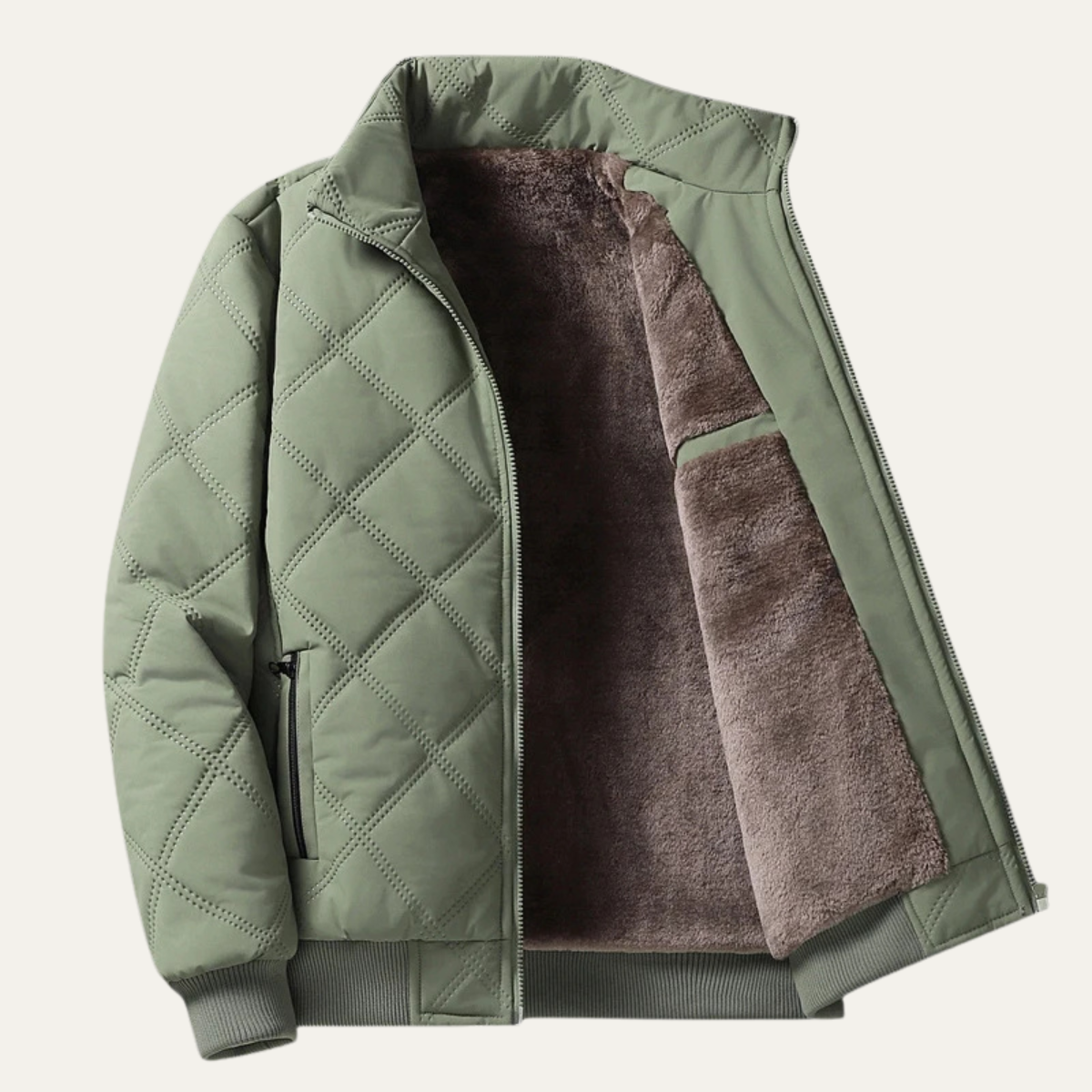 Veste bomber matelassée en fausse fourrure pour homme