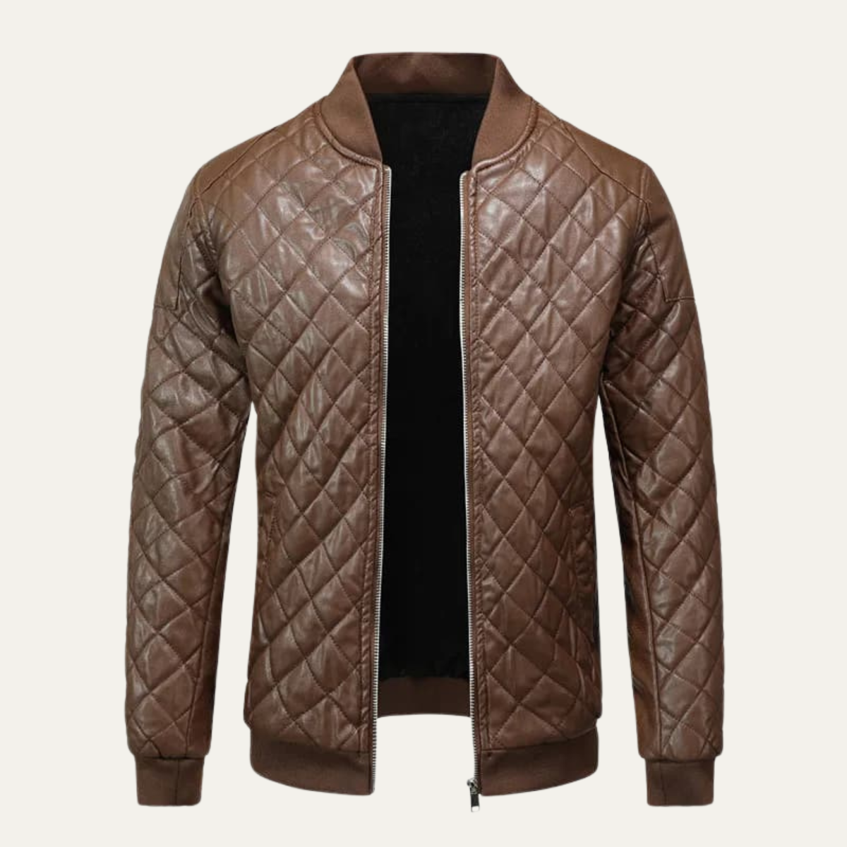 Veste bomber matelassée en similicuir pour homme