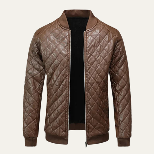 Veste bomber matelassée en similicuir pour homme