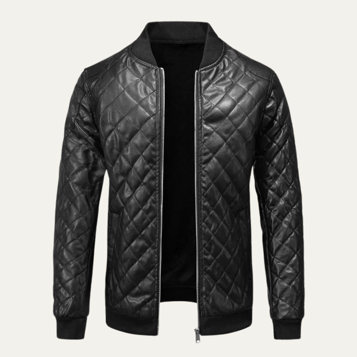 Veste bomber matelassée en similicuir pour homme