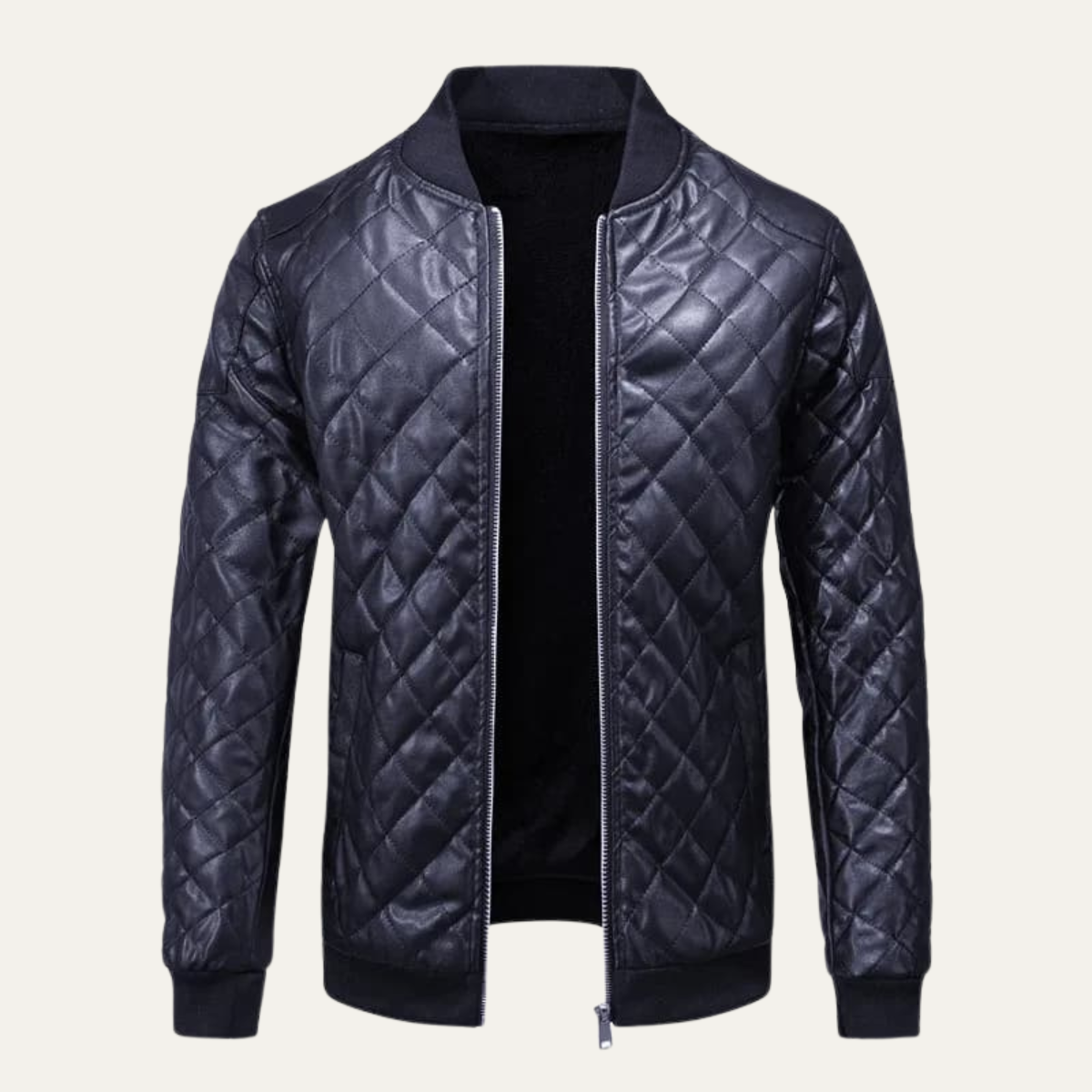 Veste bomber matelassée en similicuir pour homme