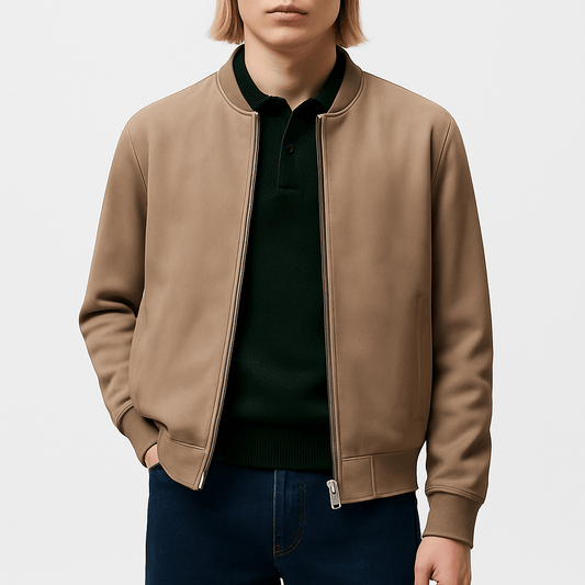 Veste bomber rétro en cuir pour homme