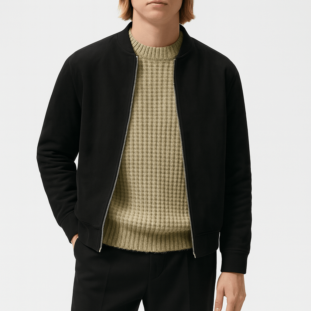 Veste bomber rétro en cuir pour homme