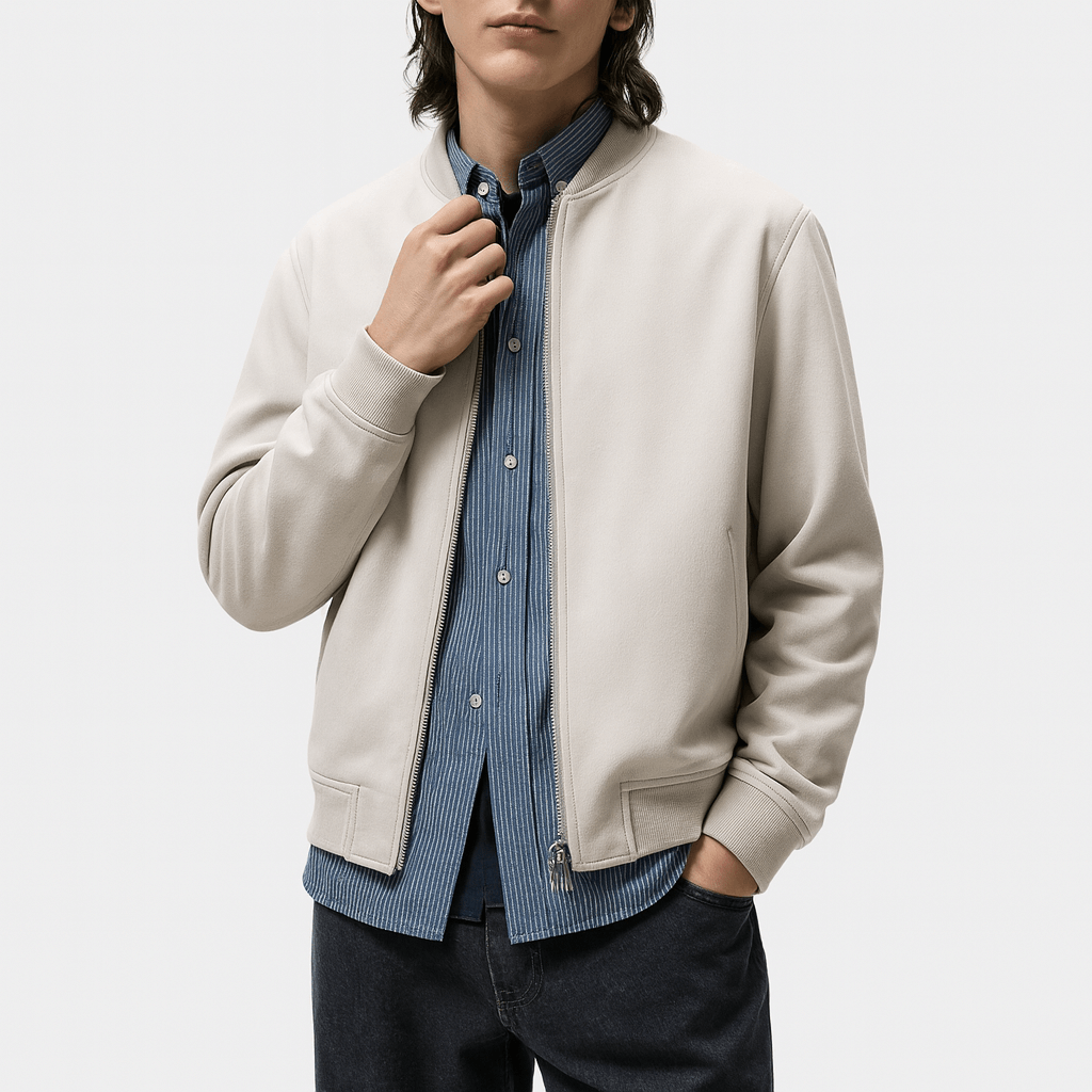 Veste bomber rétro en cuir pour homme