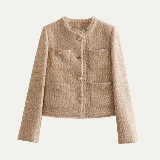 Veste courte élégante en tweed pour femme