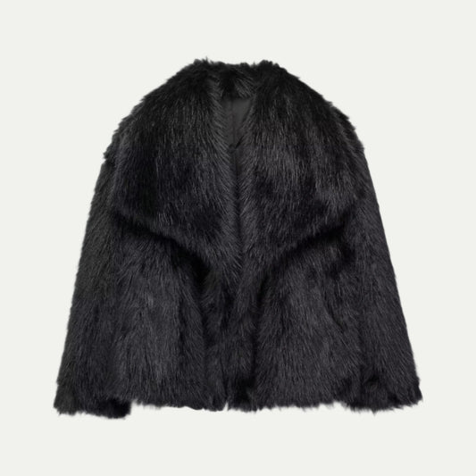 Veste courte en fausse fourrure peluche pour femme