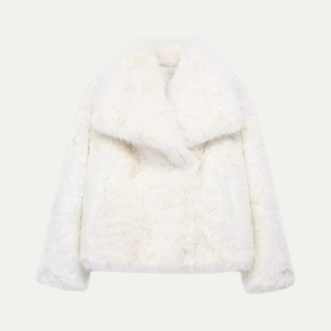 Veste courte en fausse fourrure peluche pour femme