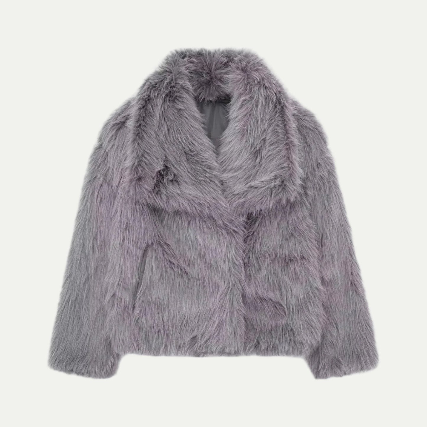 Veste courte en fausse fourrure peluche pour femme