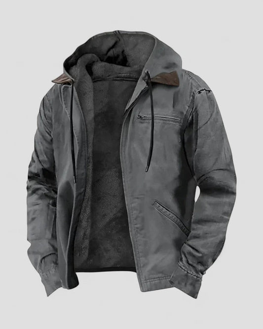 Veste d'hiver à capuche doublée polaire pour homme