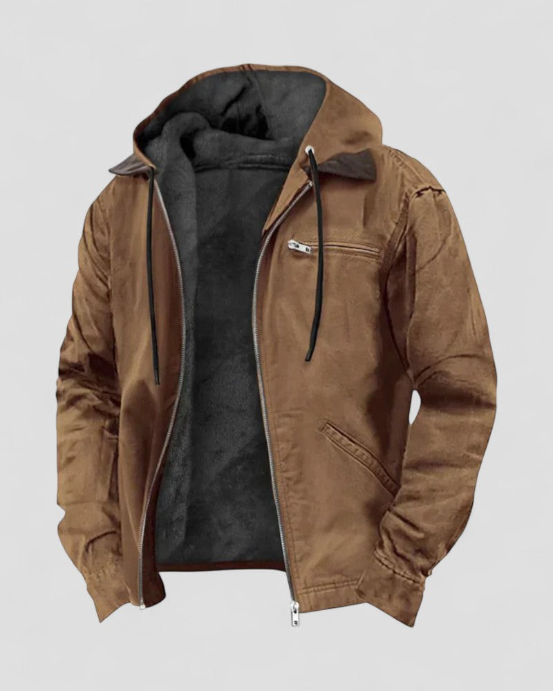 Veste d'hiver à capuche doublée polaire pour homme