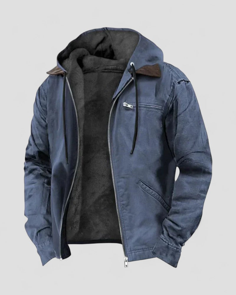 Veste d'hiver à capuche doublée polaire pour homme