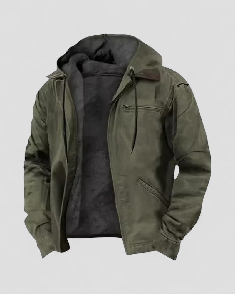 Veste d'hiver à capuche doublée polaire pour homme