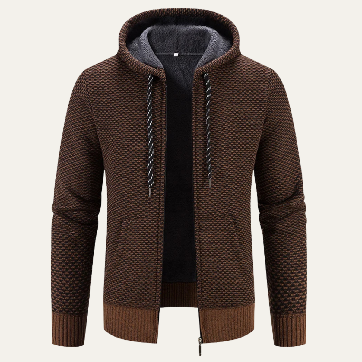 Veste d'hiver à capuche zippée en sherpa pour homme