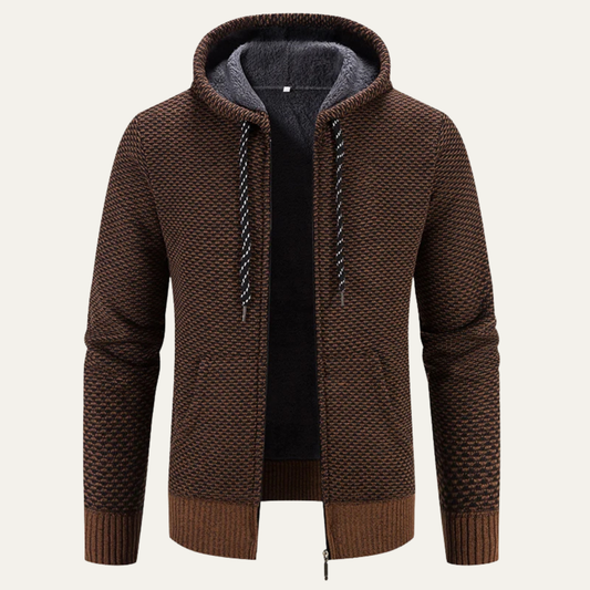 Veste d'hiver à capuche zippée en sherpa pour homme