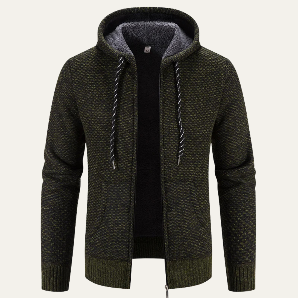 Veste d'hiver à capuche zippée en sherpa pour homme