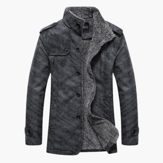 Veste d'hiver chaude pour homme avec doublure en fausse fourrure de mouton retournée