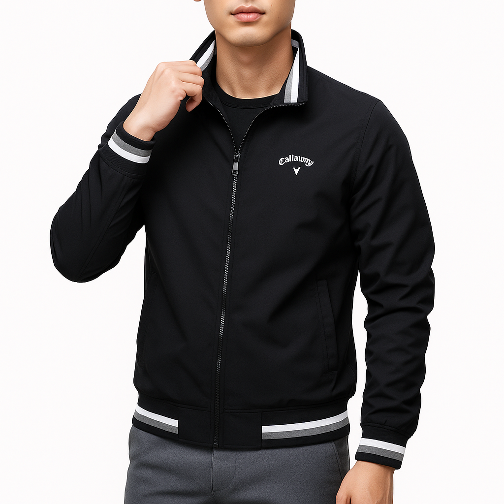 Veste de golf homme à bordures côtelées