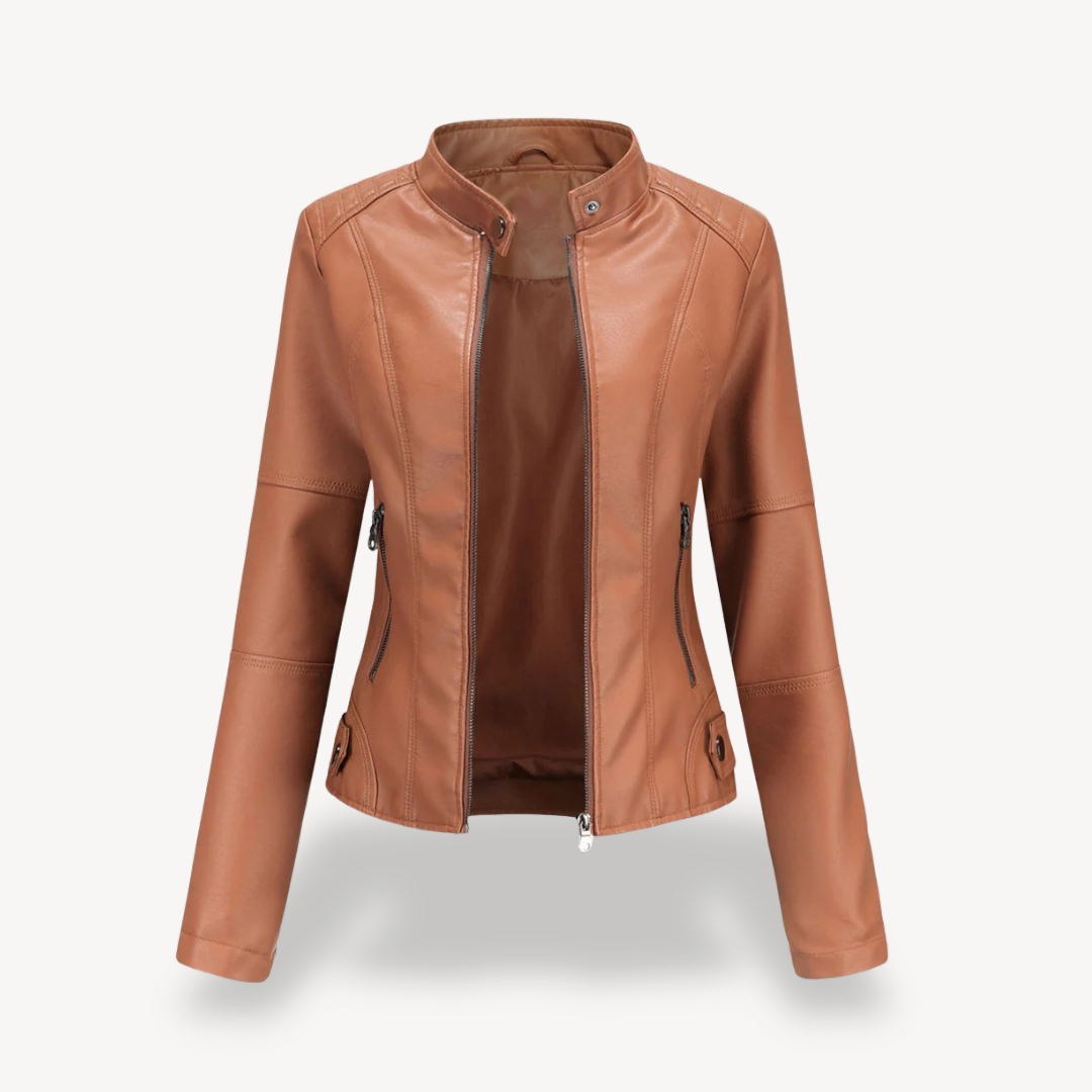 Veste de motard classique en cuir pour femme