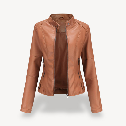 Veste de motard classique en cuir pour femme