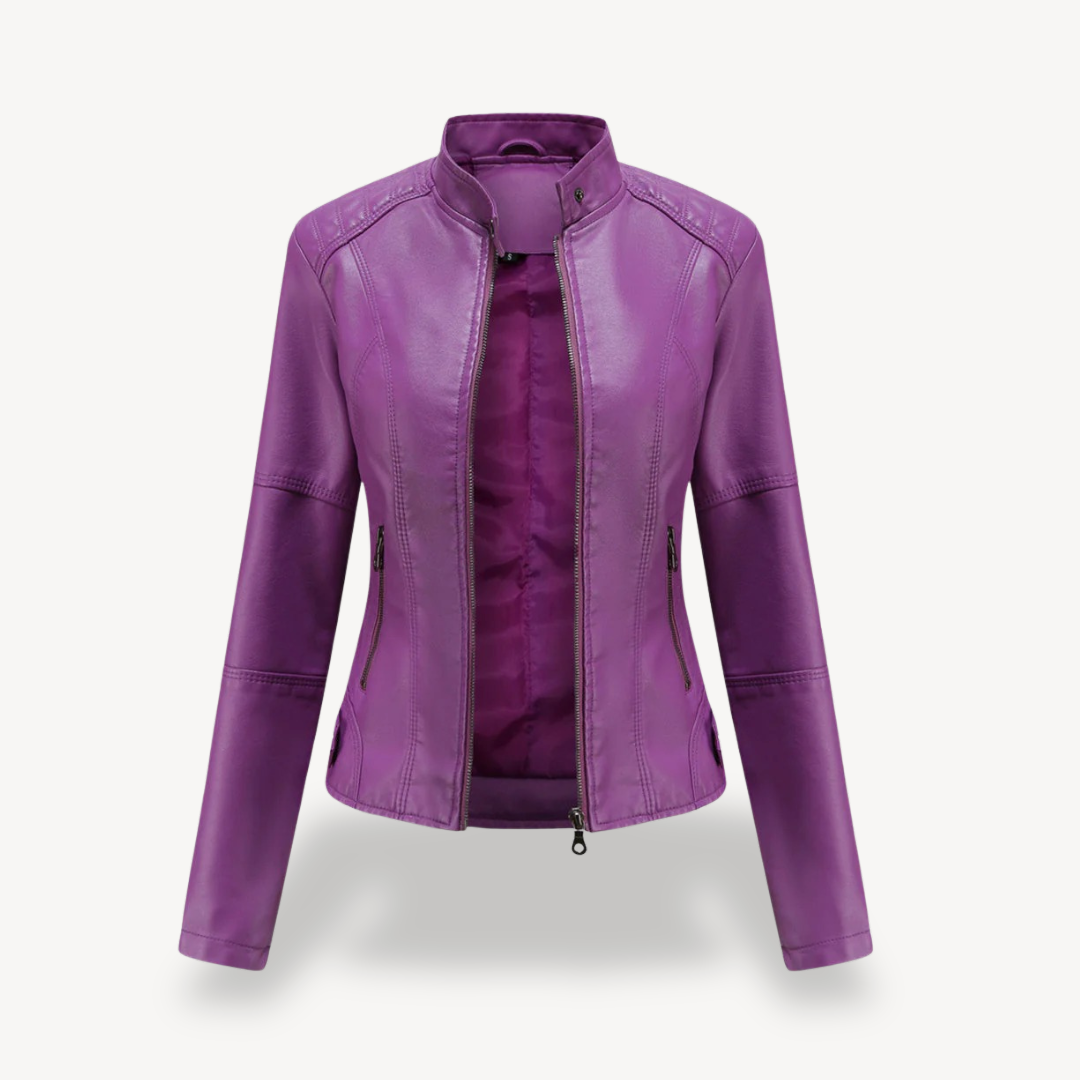 Veste de motard classique en cuir pour femme
