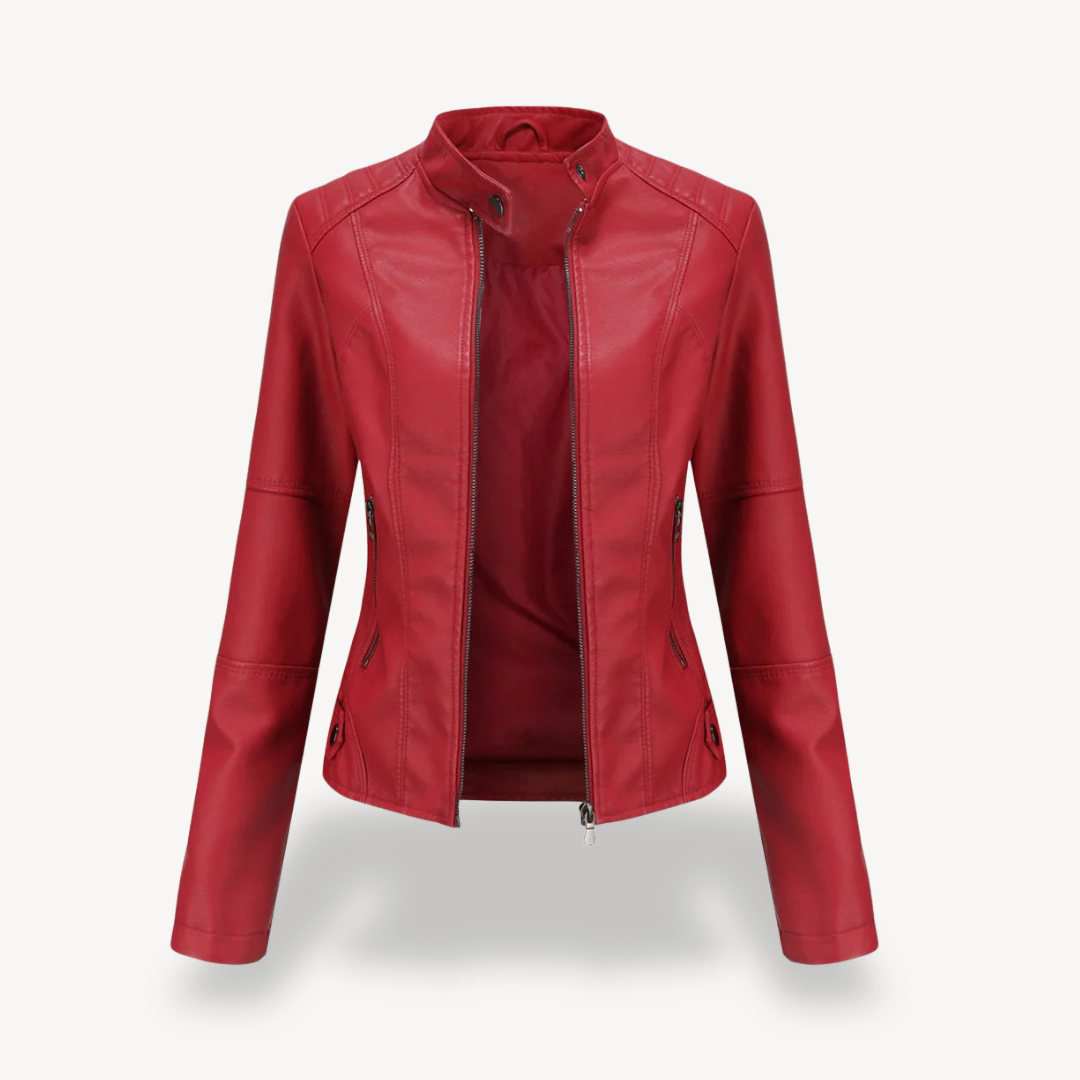 Veste de motard classique en cuir pour femme