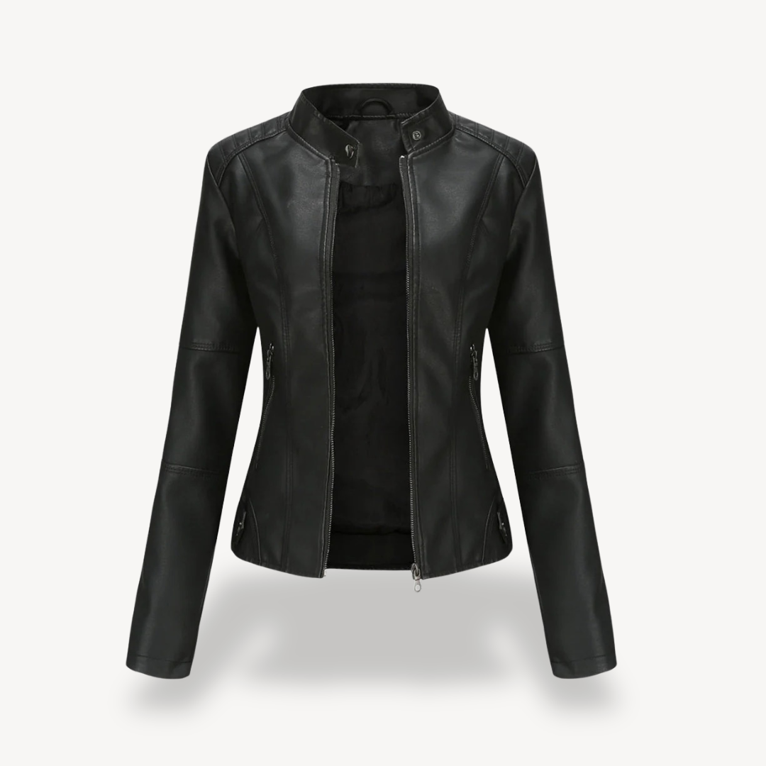 Veste de motard classique en cuir pour femme