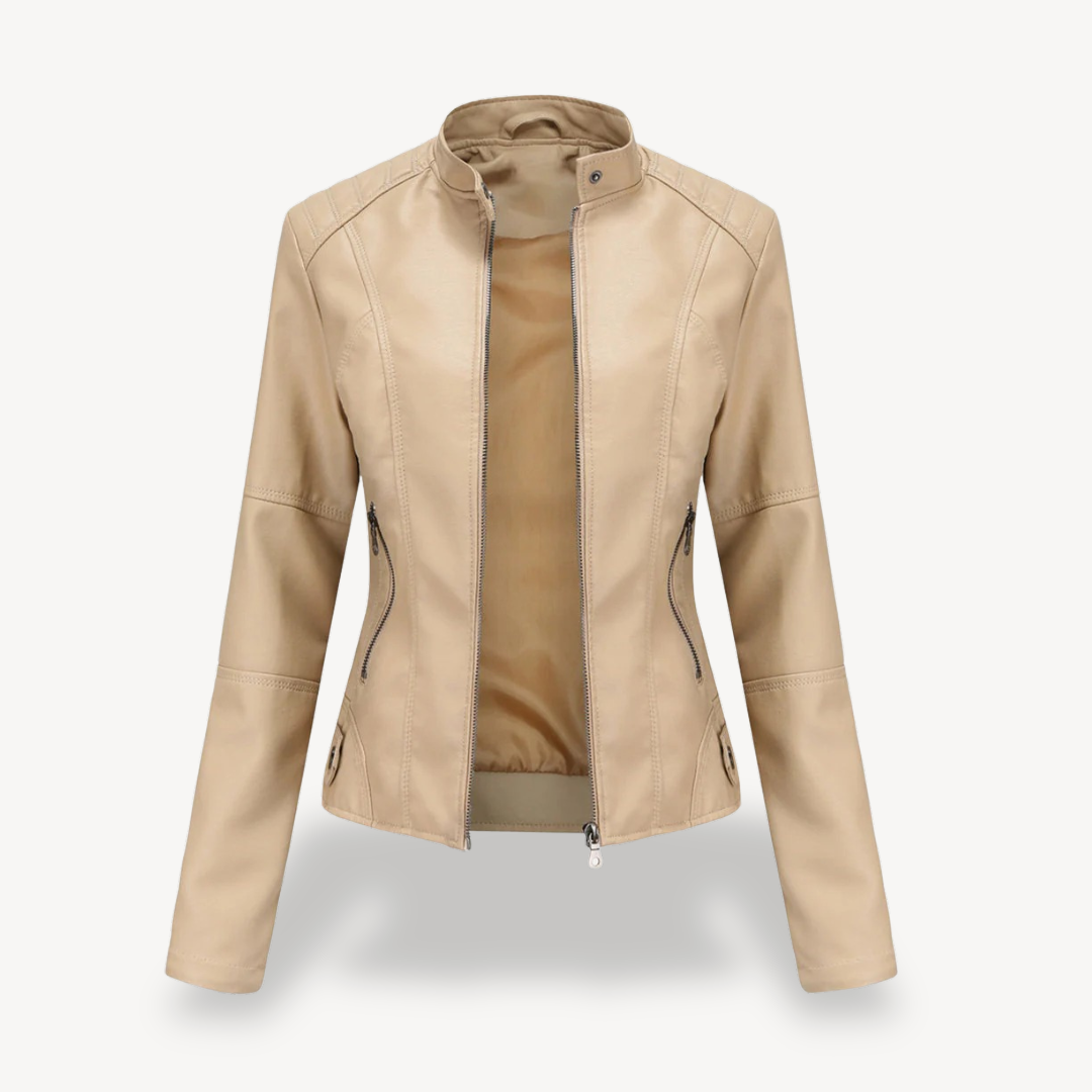 Veste de motard classique en cuir pour femme