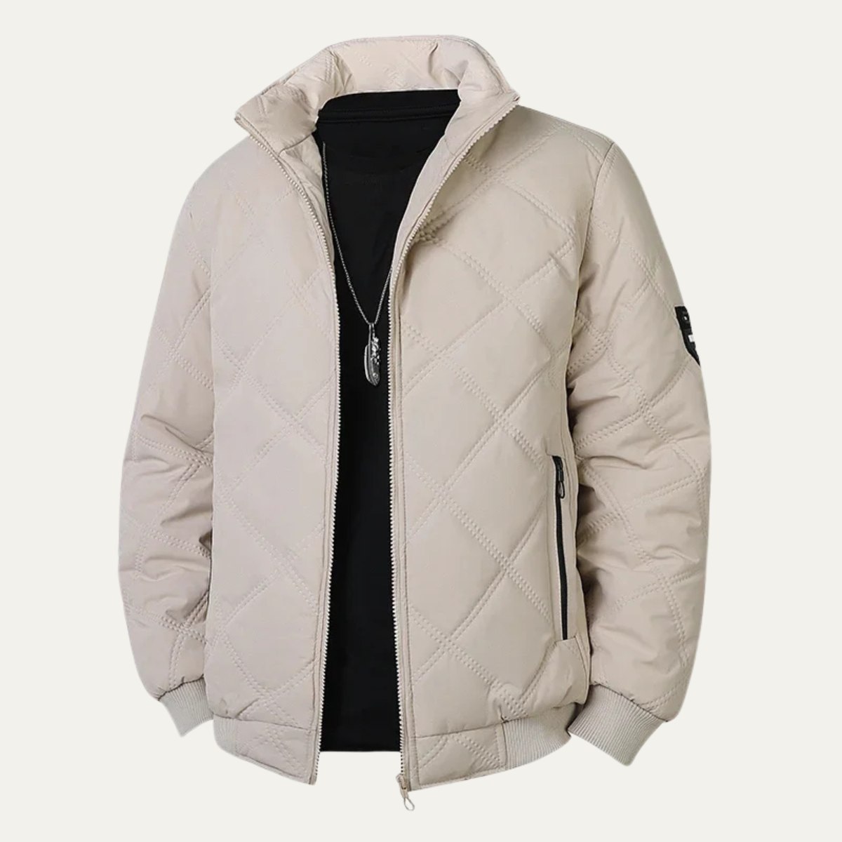Veste de motard matelassée à col montant pour homme