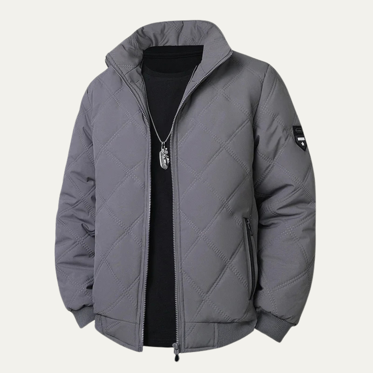 Veste de motard matelassée à col montant pour homme