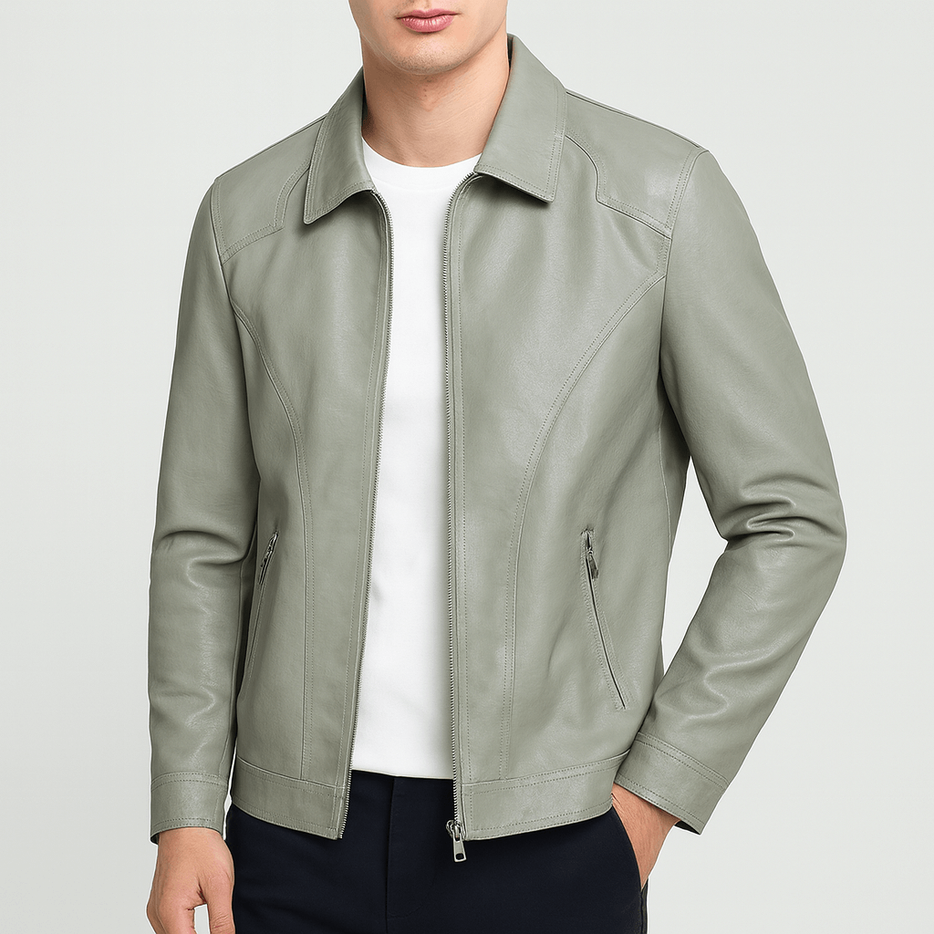 Veste de motard vintage en cuir pour homme