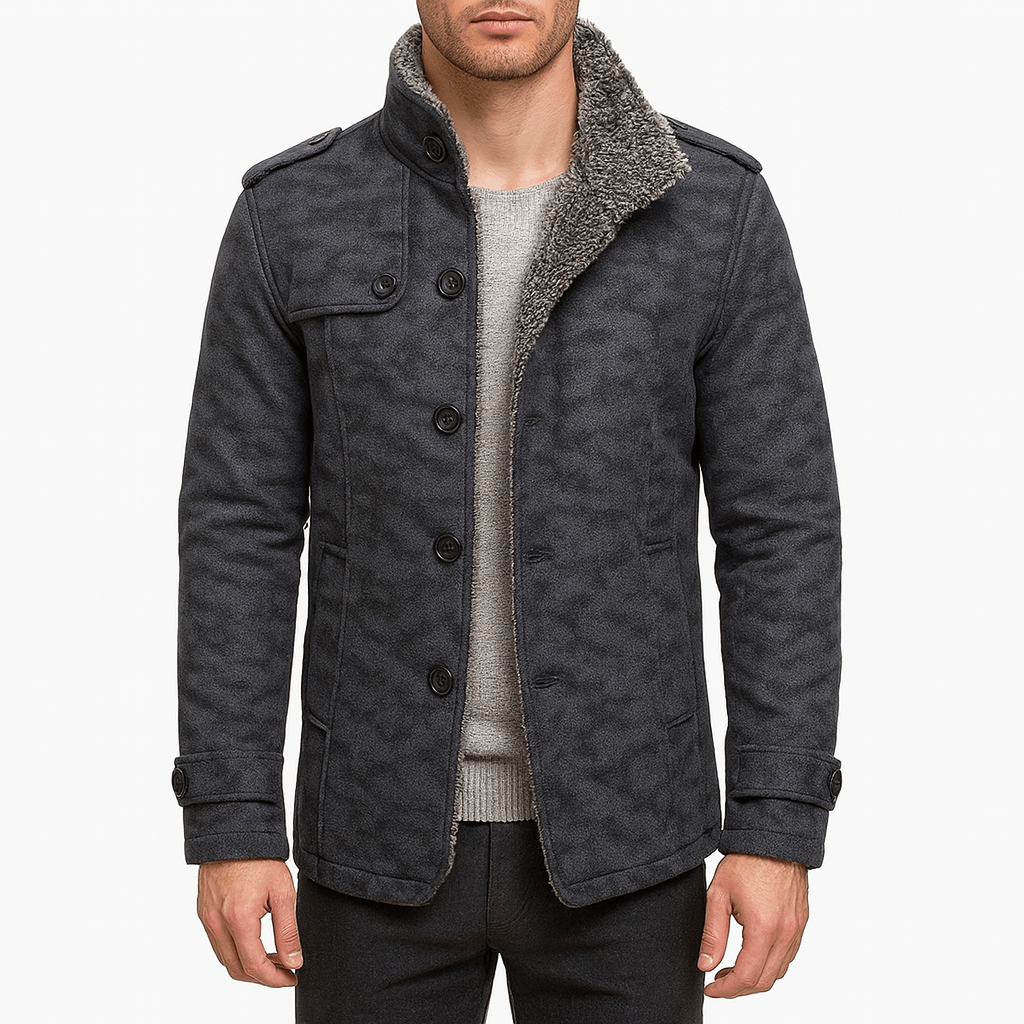 Veste en cuir polaire coupe slim pour homme