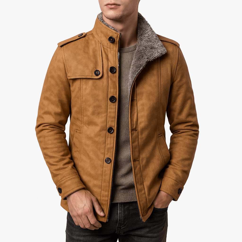Veste en cuir polaire coupe slim pour homme