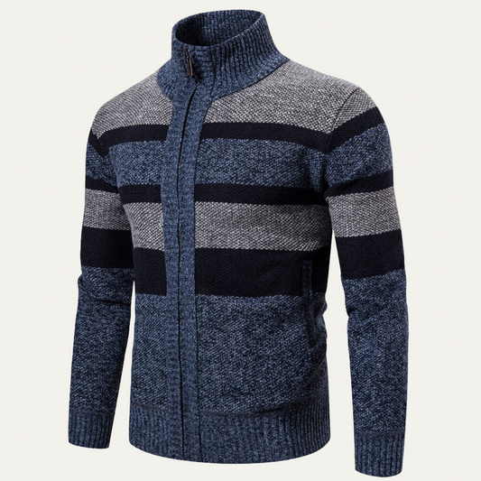 Veste en maille zippée pour homme à motif rayé