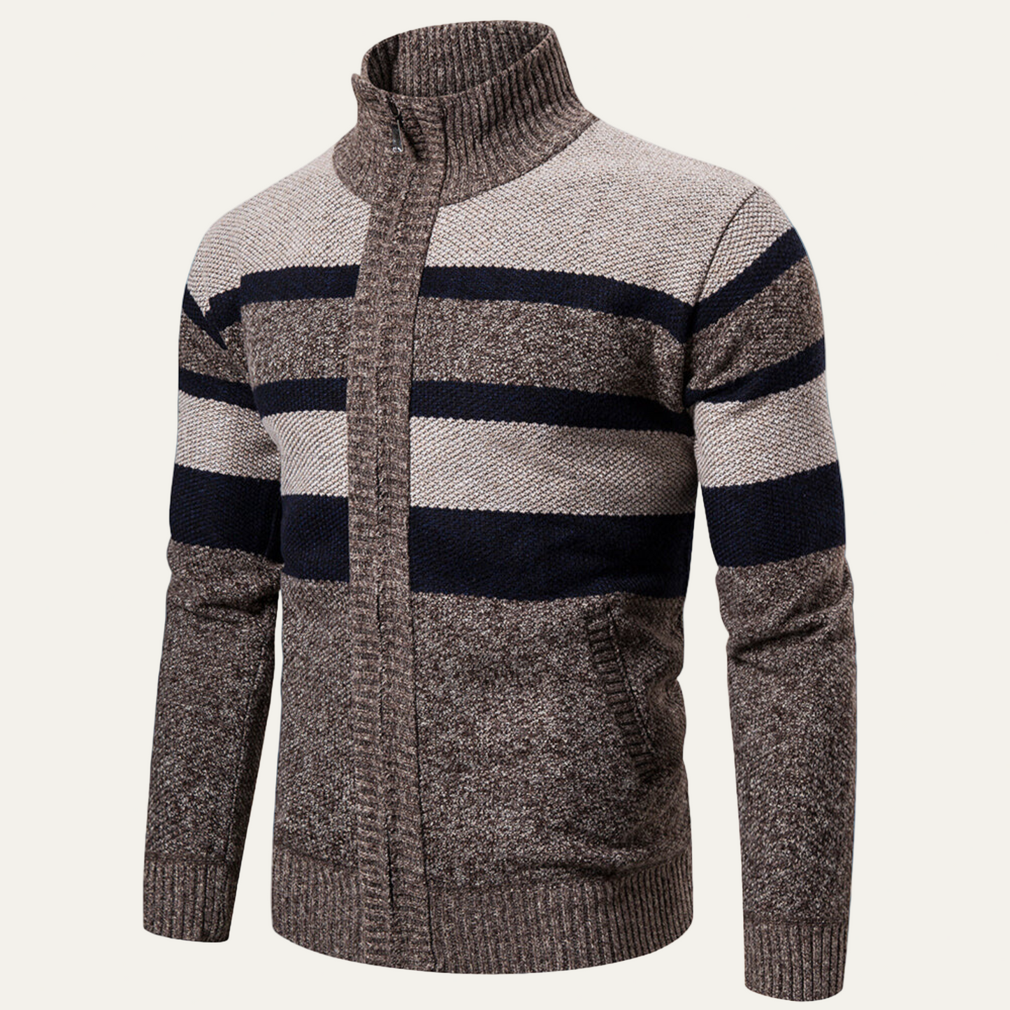 Veste en maille zippée pour homme à motif rayé